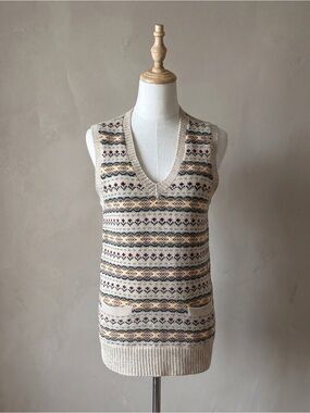 Ralph Lauren Blue Label c. 1990s Cashmere Blend Fair Isle Sweater Vest Birch | M
